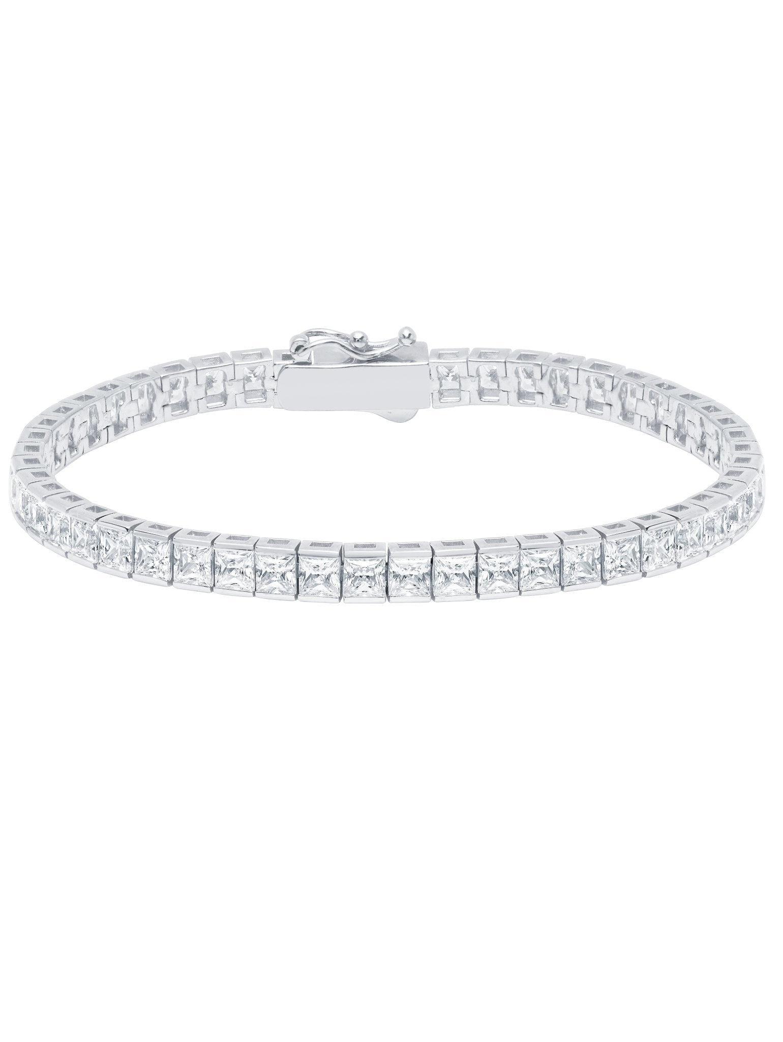 Classic Large Princess Tennis Bracelet Finished in Pure Platinum - CRISLU