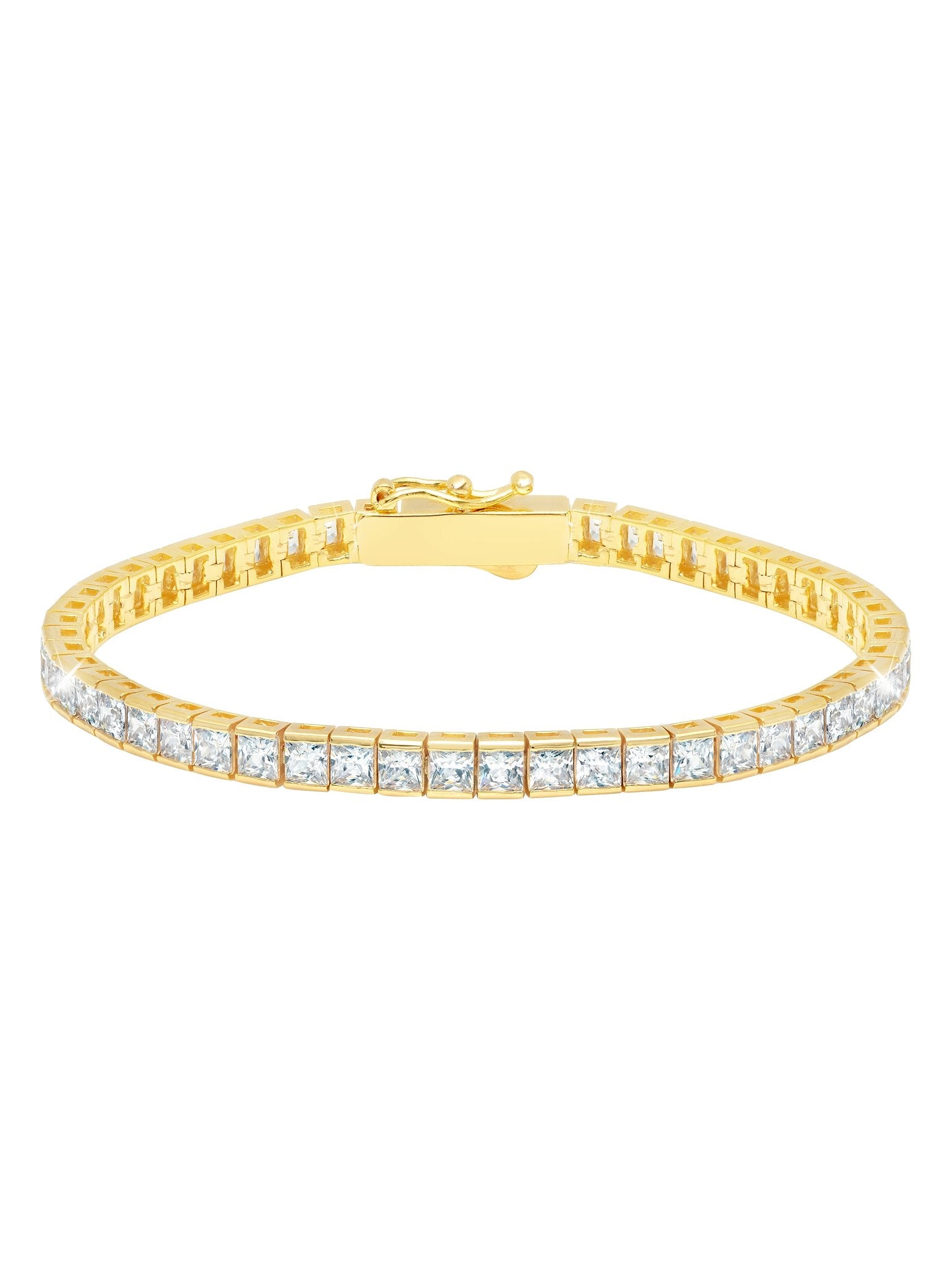 Classic Medium Princess Tennis Bracelet Finished in 18kt Yellow Gold ...