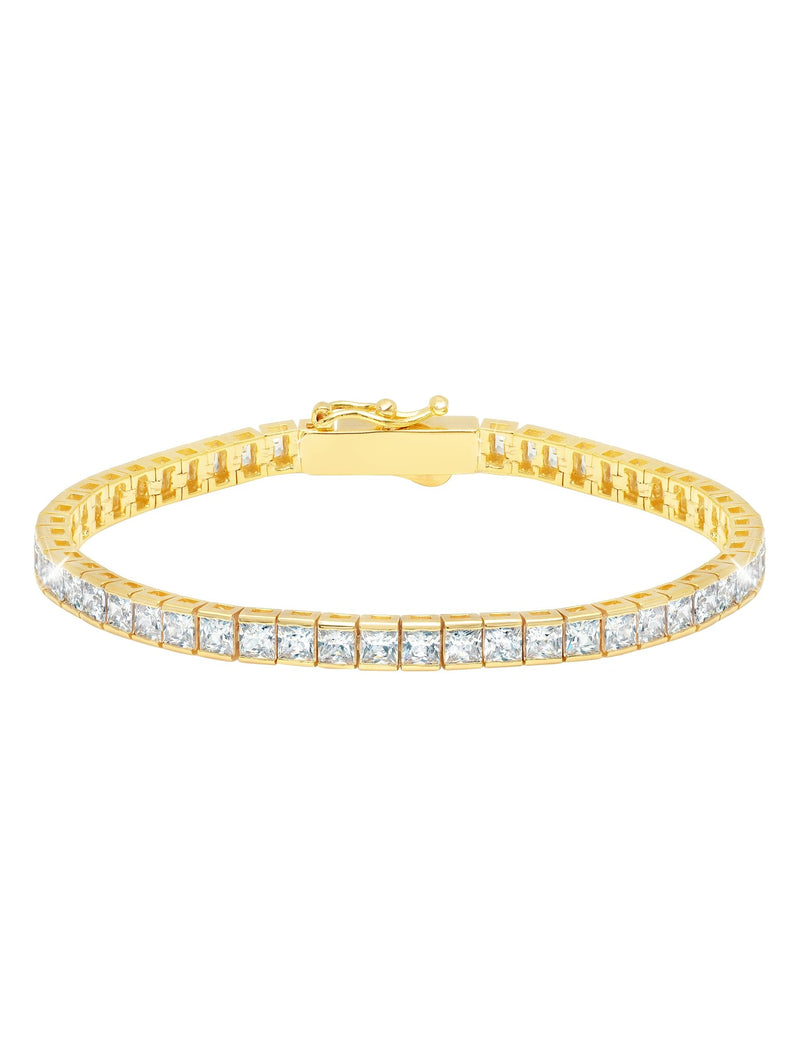 Classic Medium Princess Tennis Bracelet Finished in 18kt Yellow Gold ...