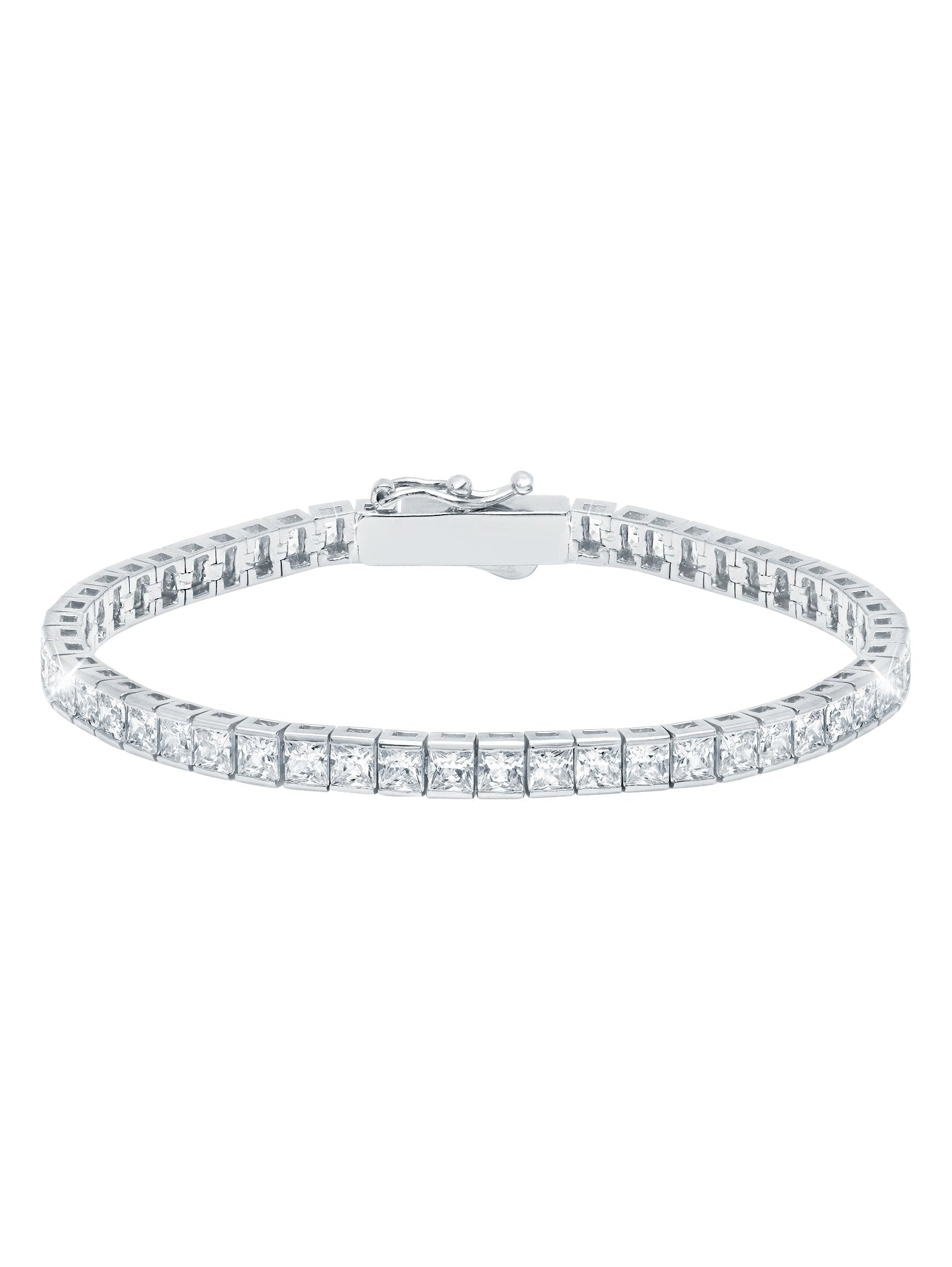 Classic Medium Princess Tennis Bracelet Finished in Pure Platinum - CRISLU