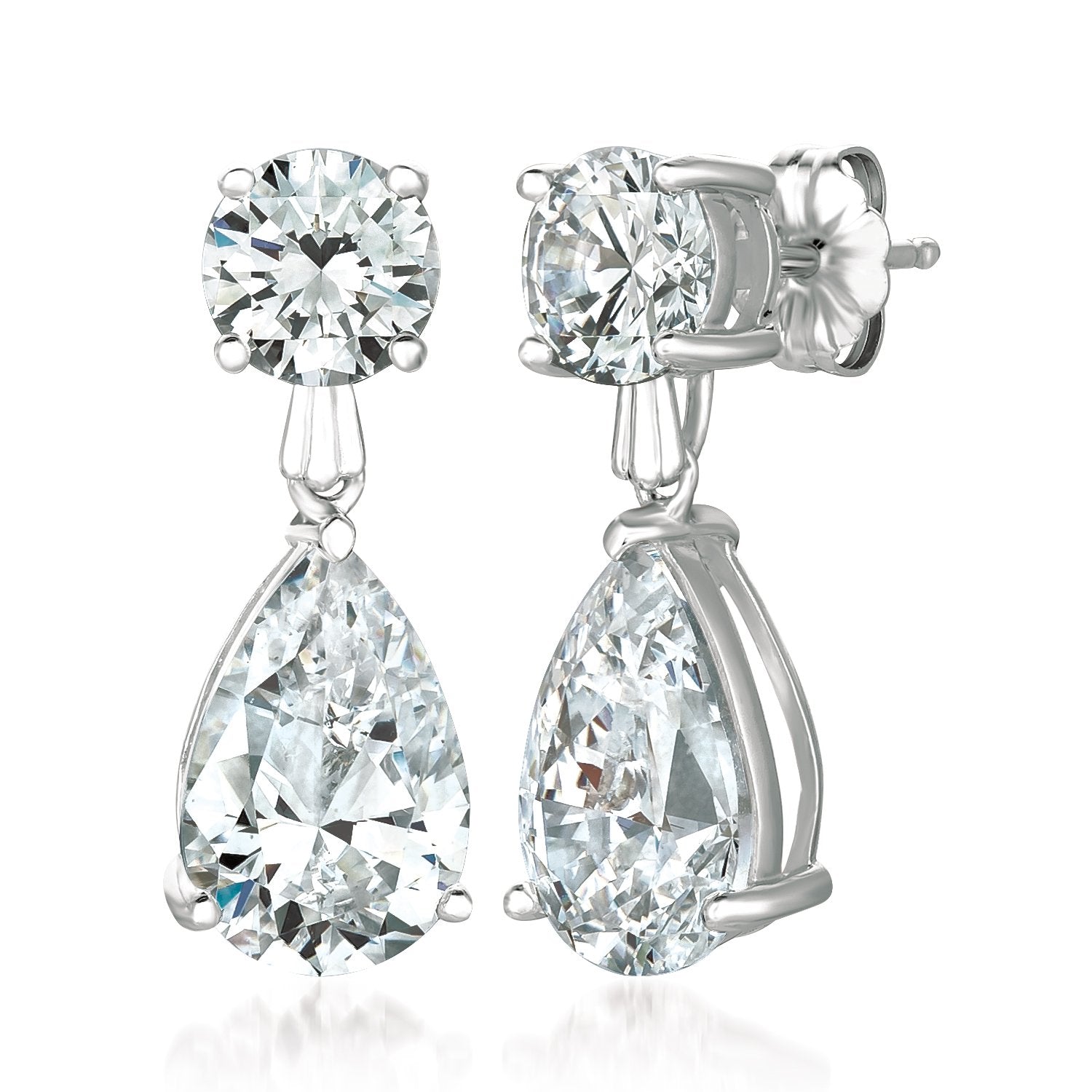 Classic Pear Drop Earrings Finished in Pure Platinum - CRISLU