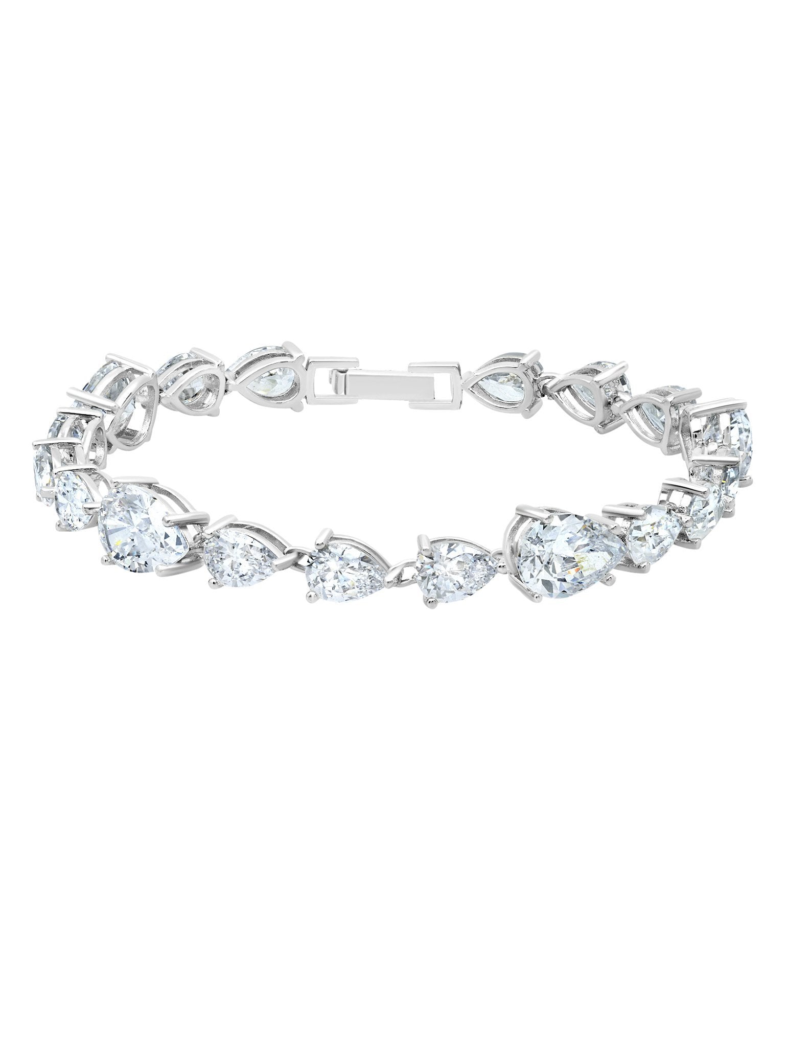 Classic Pear Tennis Bracelet Finished in Pure Platinum - CRISLU