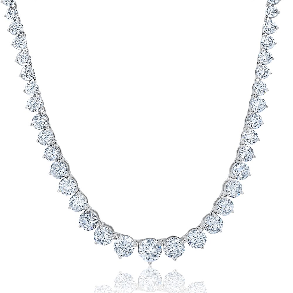 Classic Small Graduated Tennis Necklace Finished in Pure Platinum - CRISLU