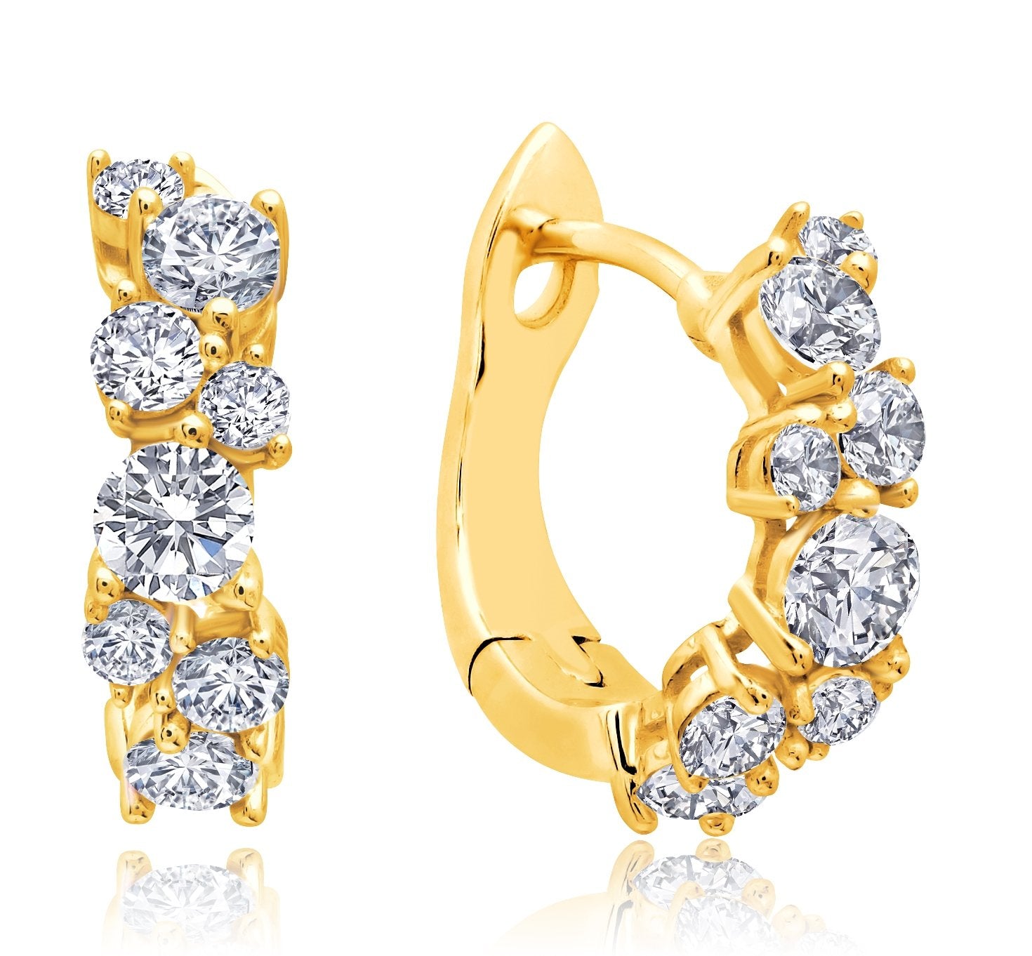 Cluster Petite Hoop Earrings Finished in 18kt Yellow Gold - CRISLU