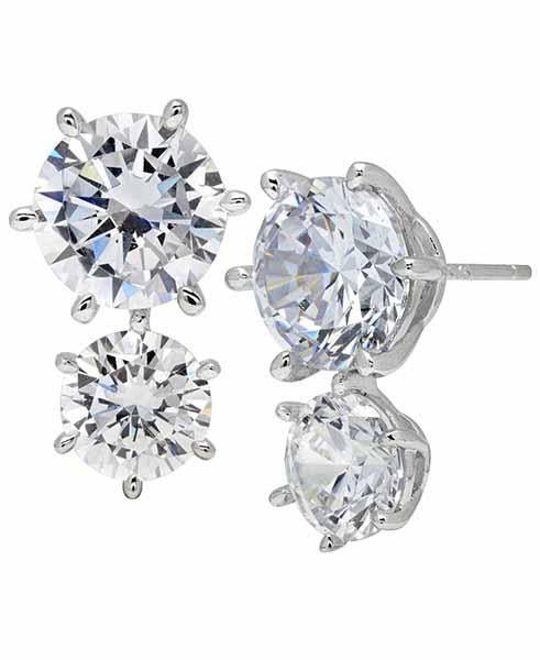 Double Brilliant Stud Earrings Finished in Pure Platinum - CRISLU