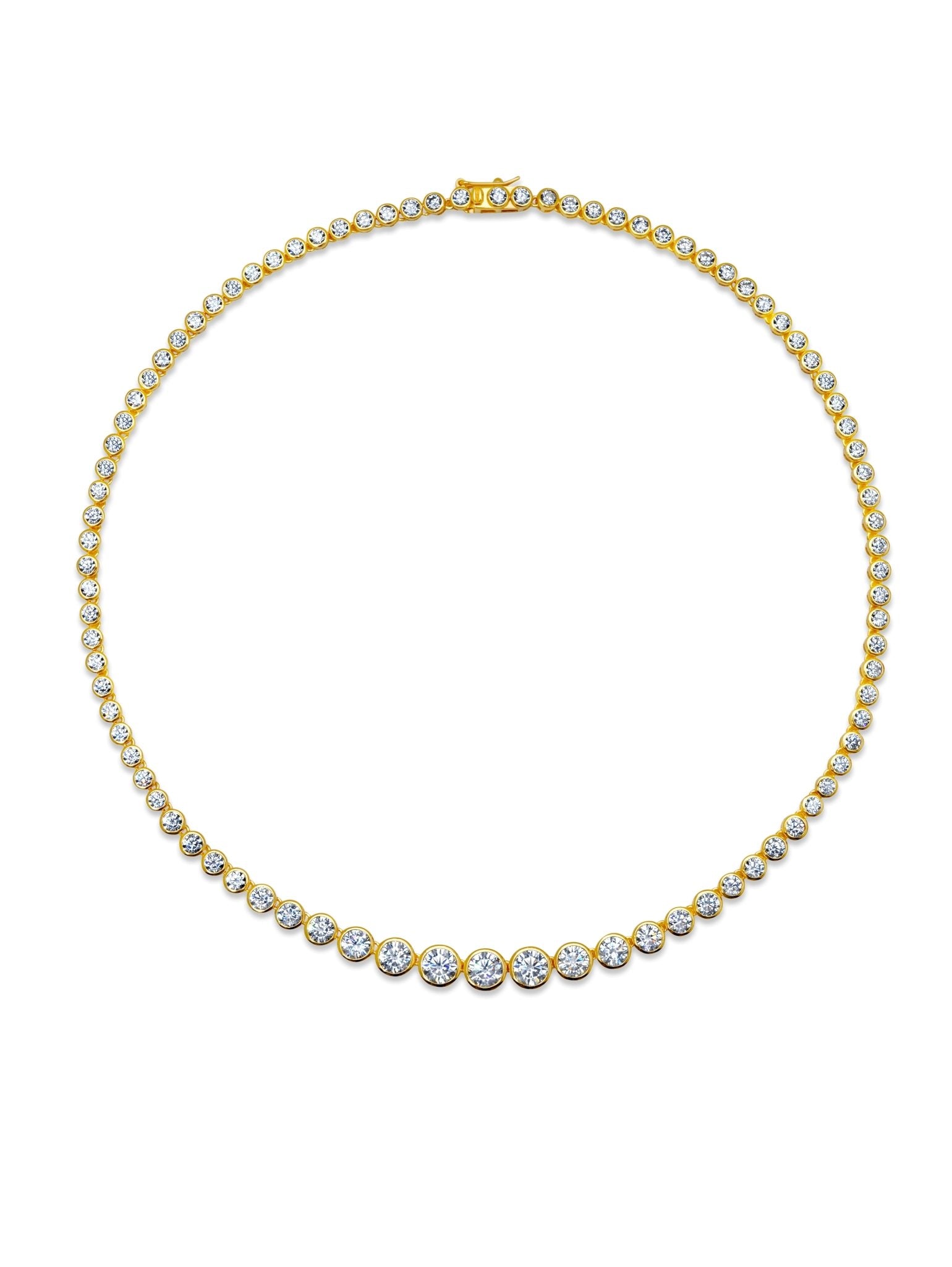 Graduated Bezel Set 16'' Tennis Necklace - CRISLU