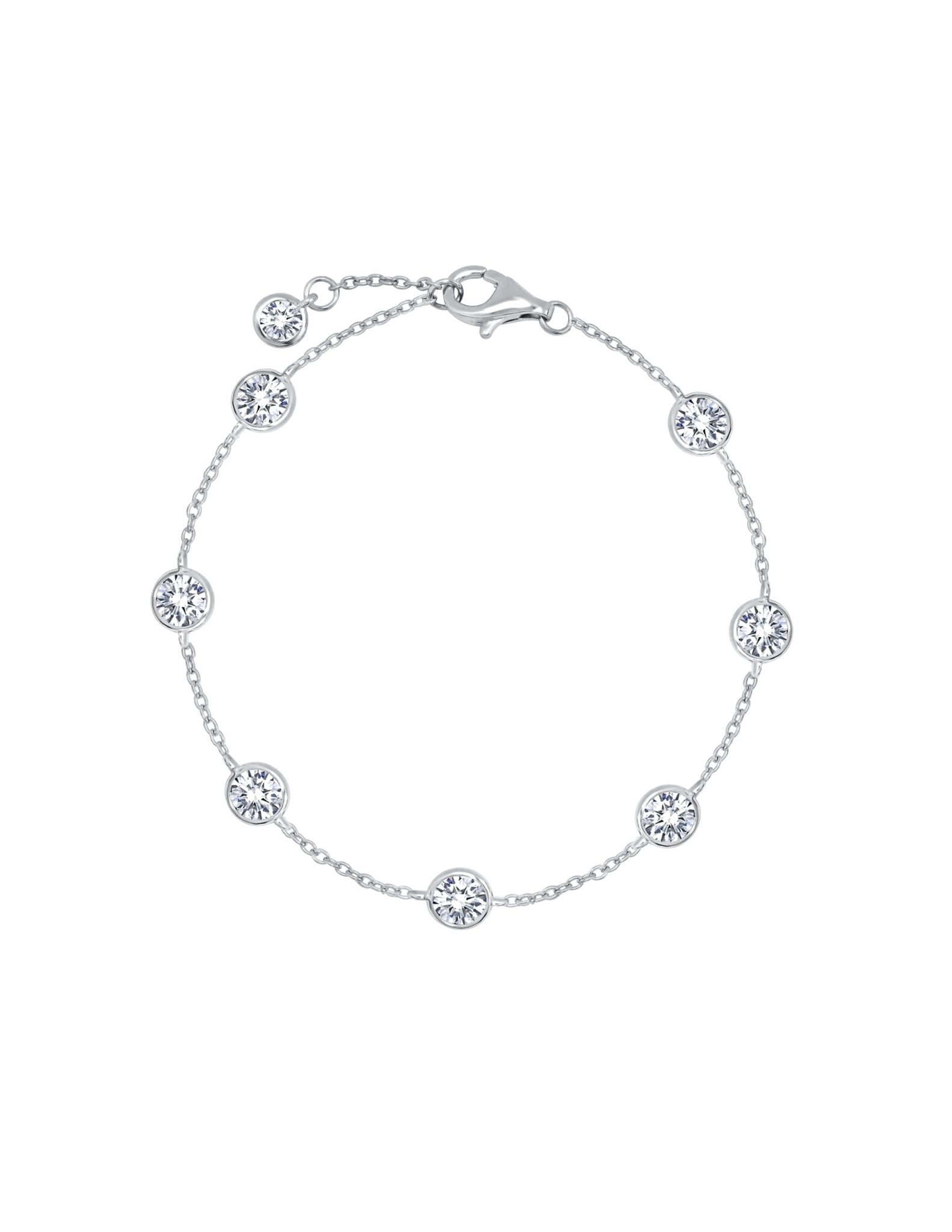 Large Bezel Station Anklet Finished in Pure Platinum - CRISLU