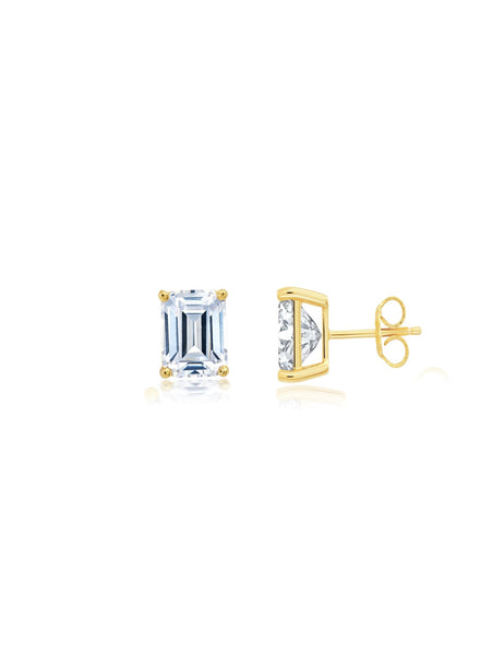 Amazon.com: 2 ct Brilliant Emerald Cut Solitaire Studs Clear Simulated  Diamond 14k White Solid Gold Earrings Screw back: Clothing, Shoes & Jewelry