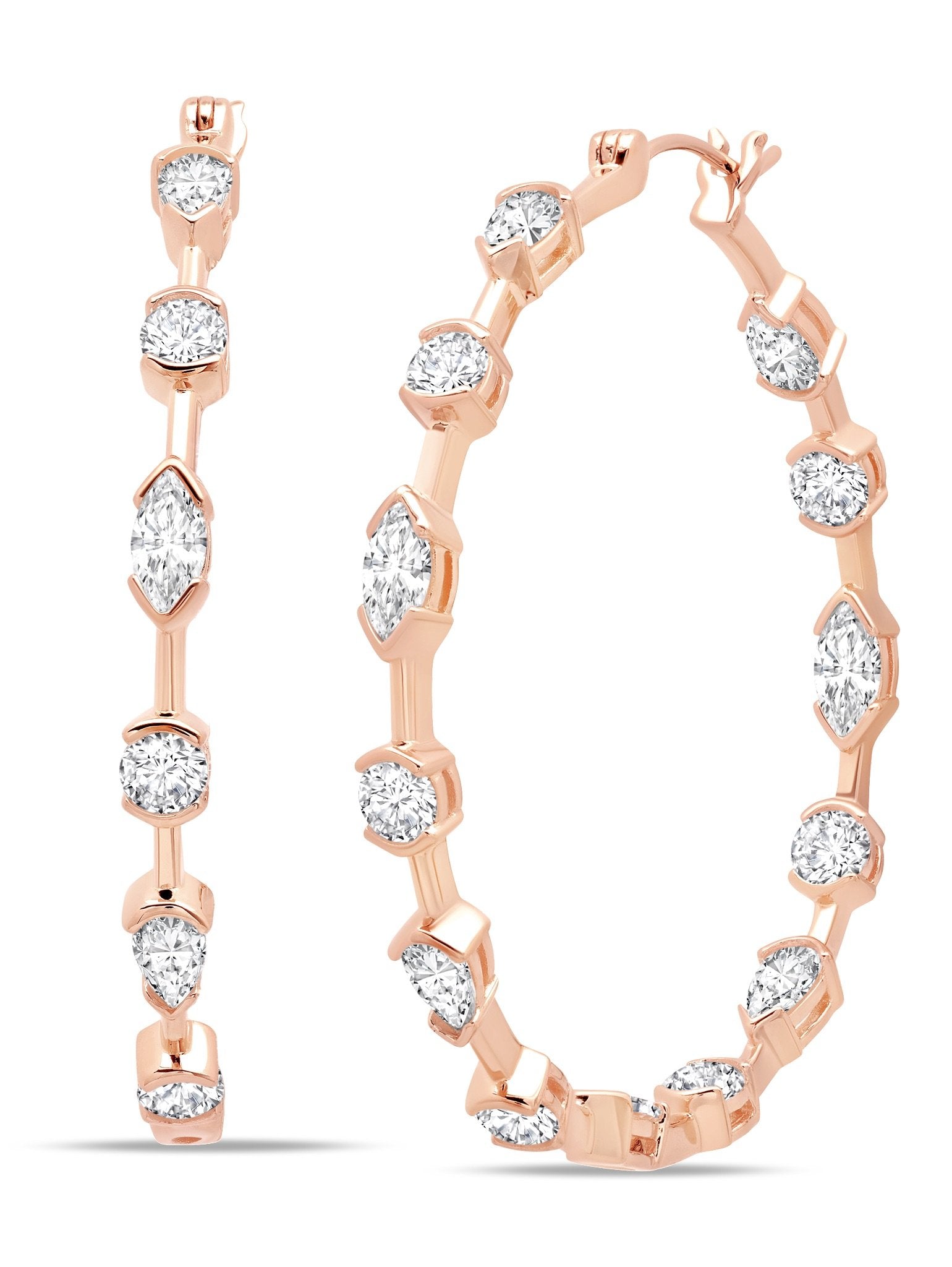 Lavish Cubic Zirconia Hoop Earrings Finished in 18kt Rose Gold - CRISLU