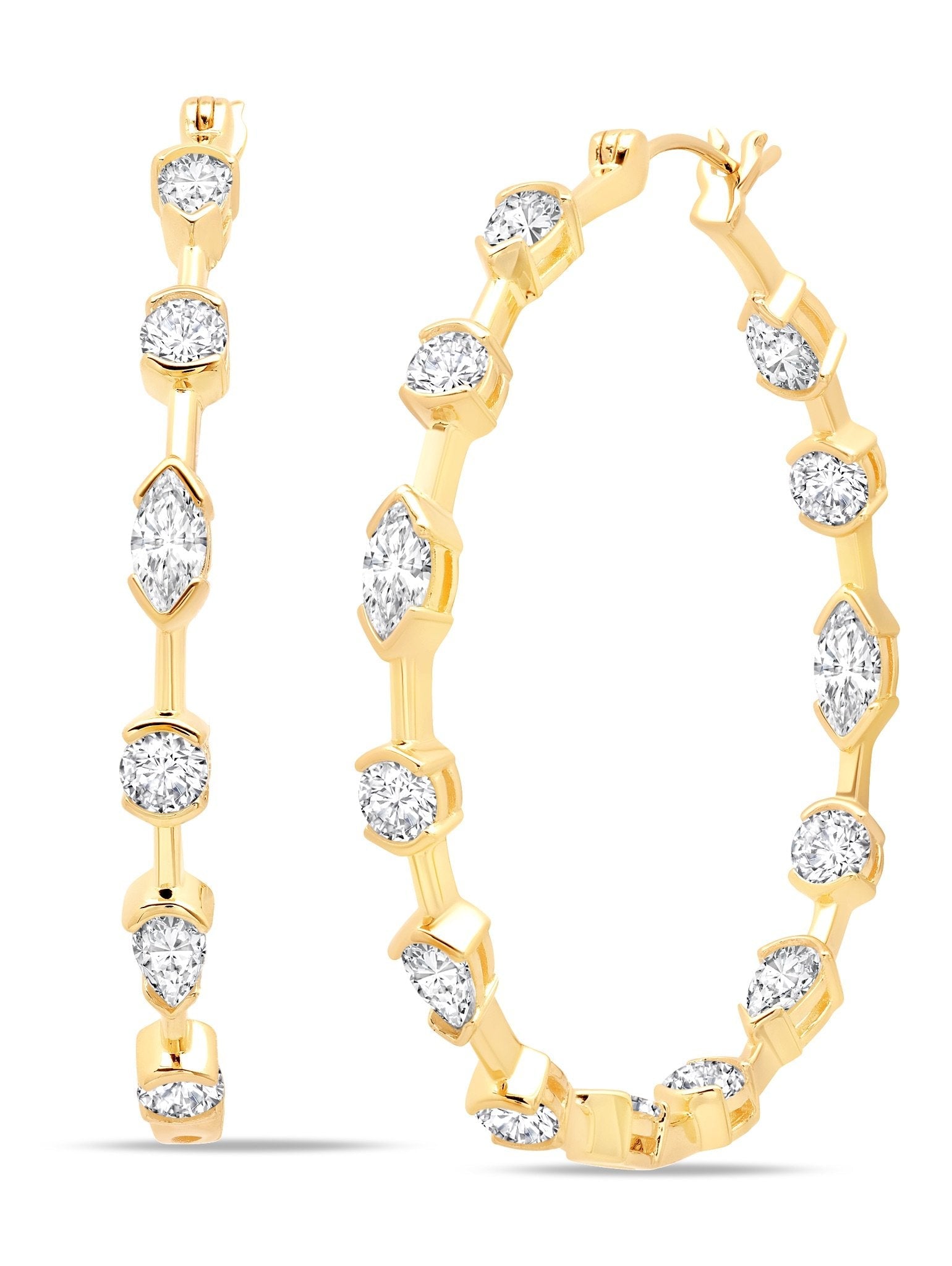 Lavish Cubic Zirconia Hoop Earrings Finished in 18kt Yellow Gold - CRISLU