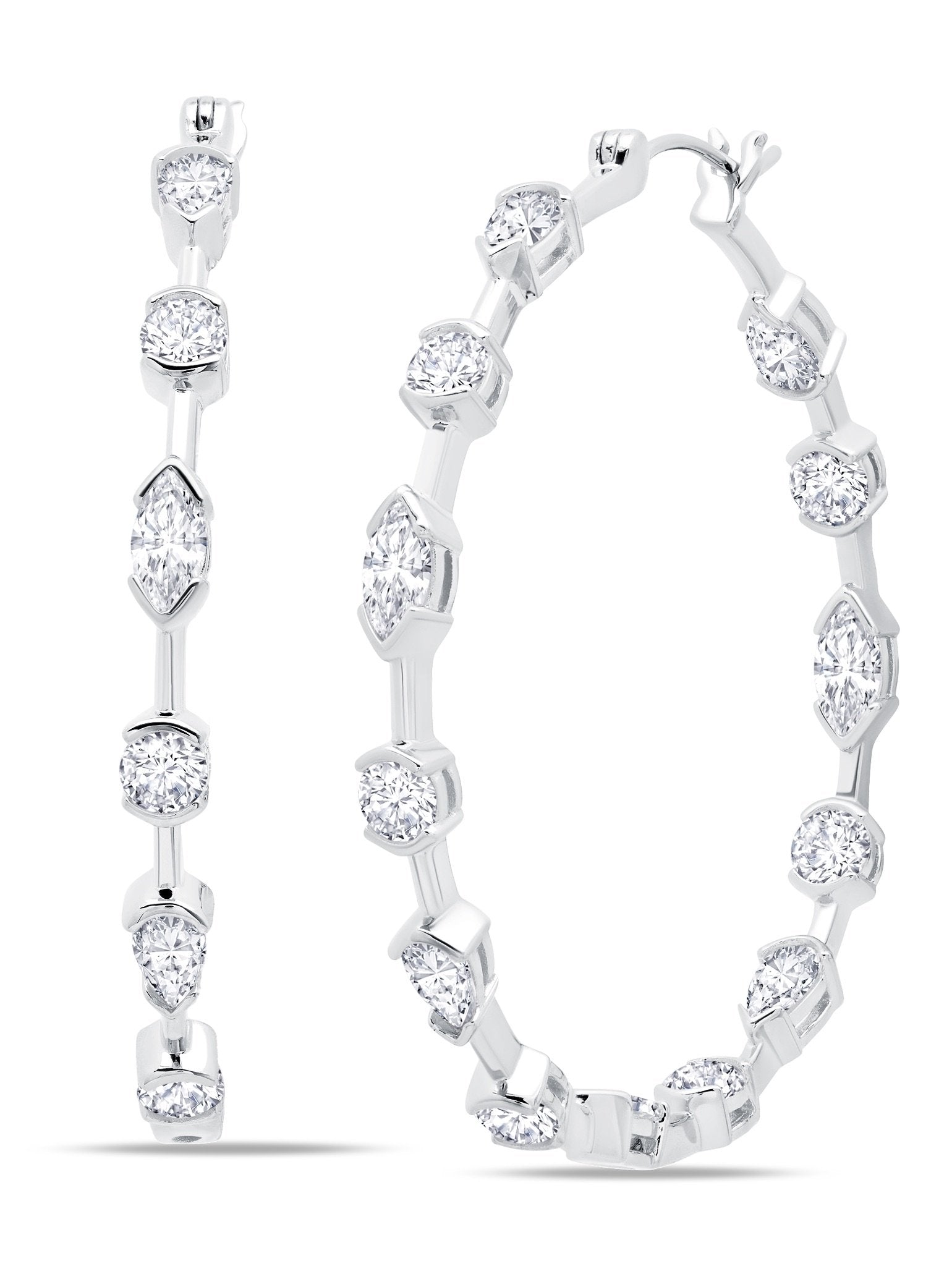 Lavish Cubic Zirconia Hoop Earrings Finished in Pure Platinum - CRISLU