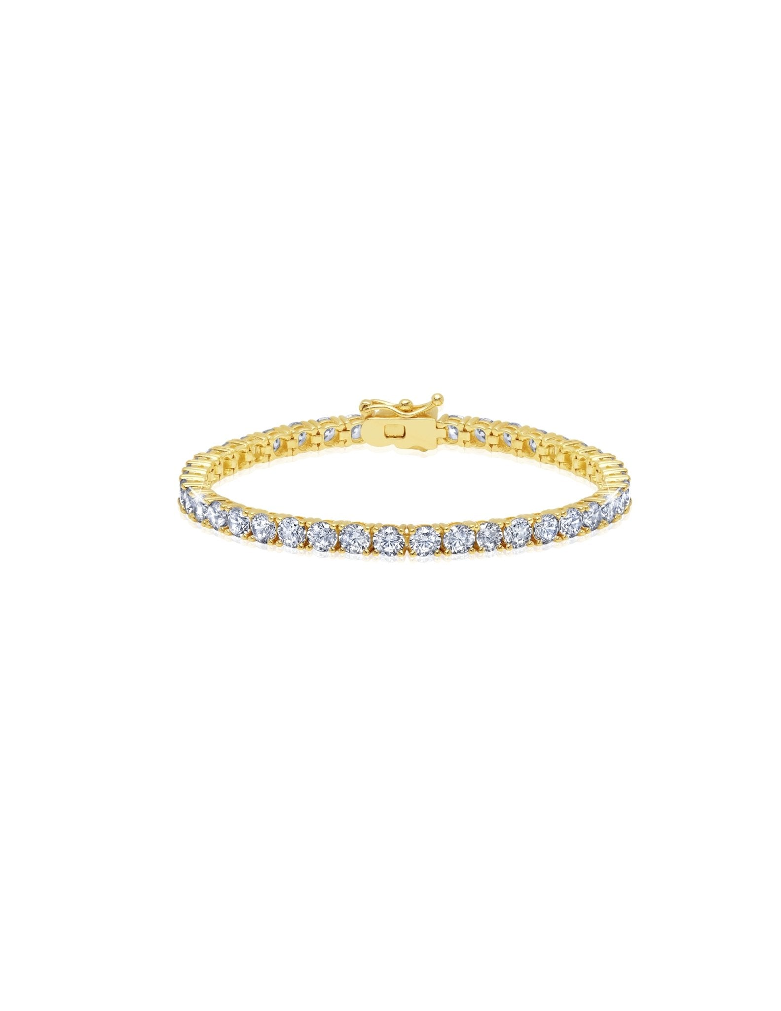 Mens Brilliant Cut Tennis Bracelet Finished in 18kt Yellow Gold - CRISLU