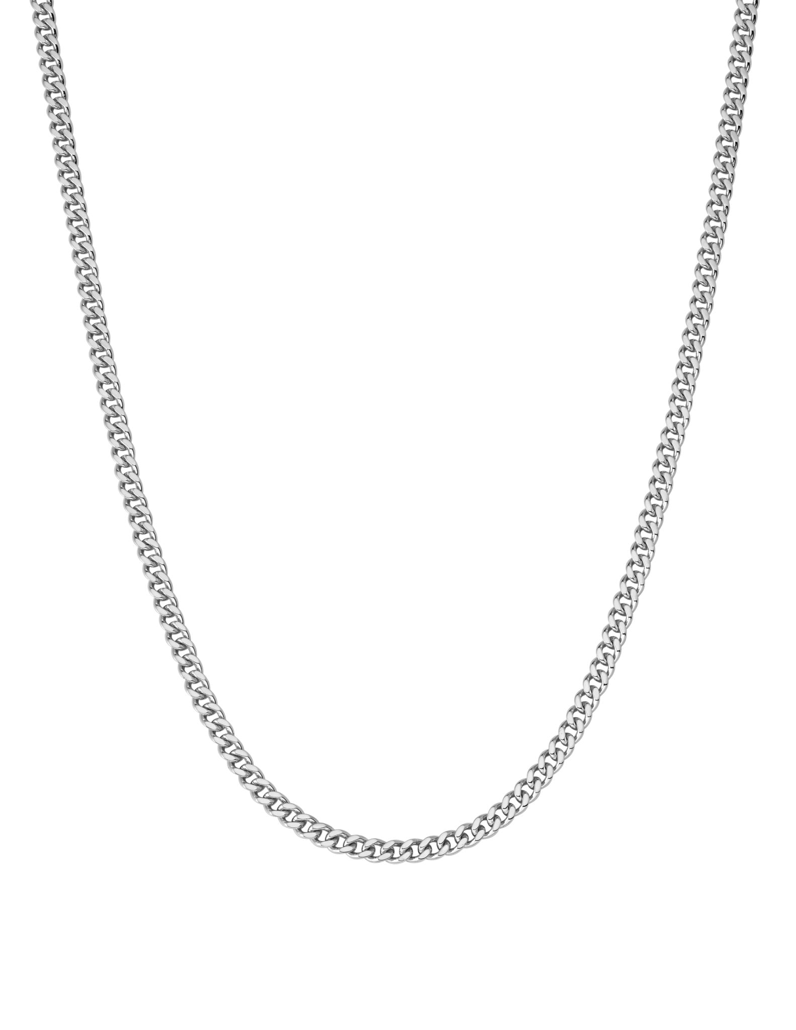 Mens Matte Curb Chain Necklace Finished in Pure Platinum - CRISLU