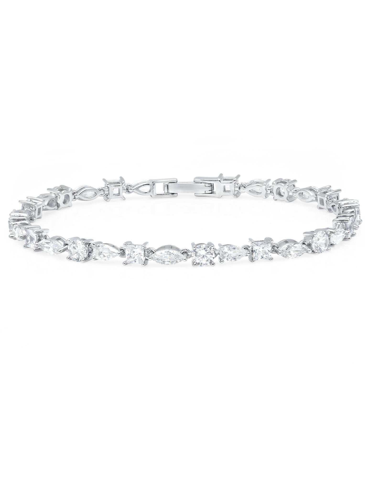 Multi Shape Tennis Bracelet Finished in Pure Platinum - CRISLU