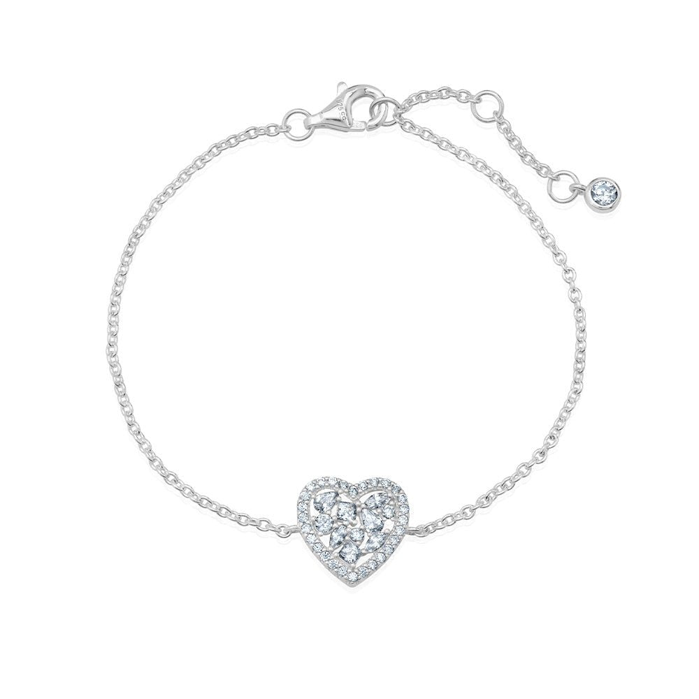 Multicut Pave Heart Shaped 7'' Extending Bracelet - CRISLU