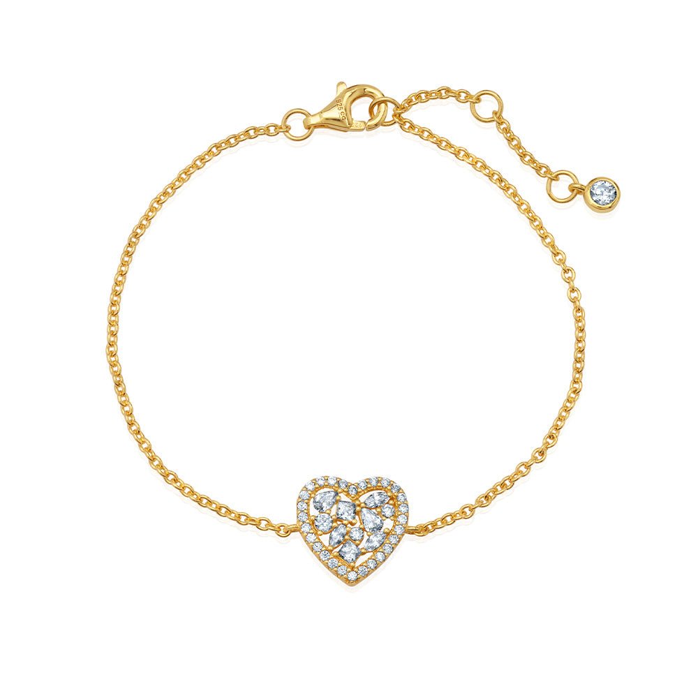 Multicut Pave Heart Shaped 7'' Extending Bracelet - CRISLU