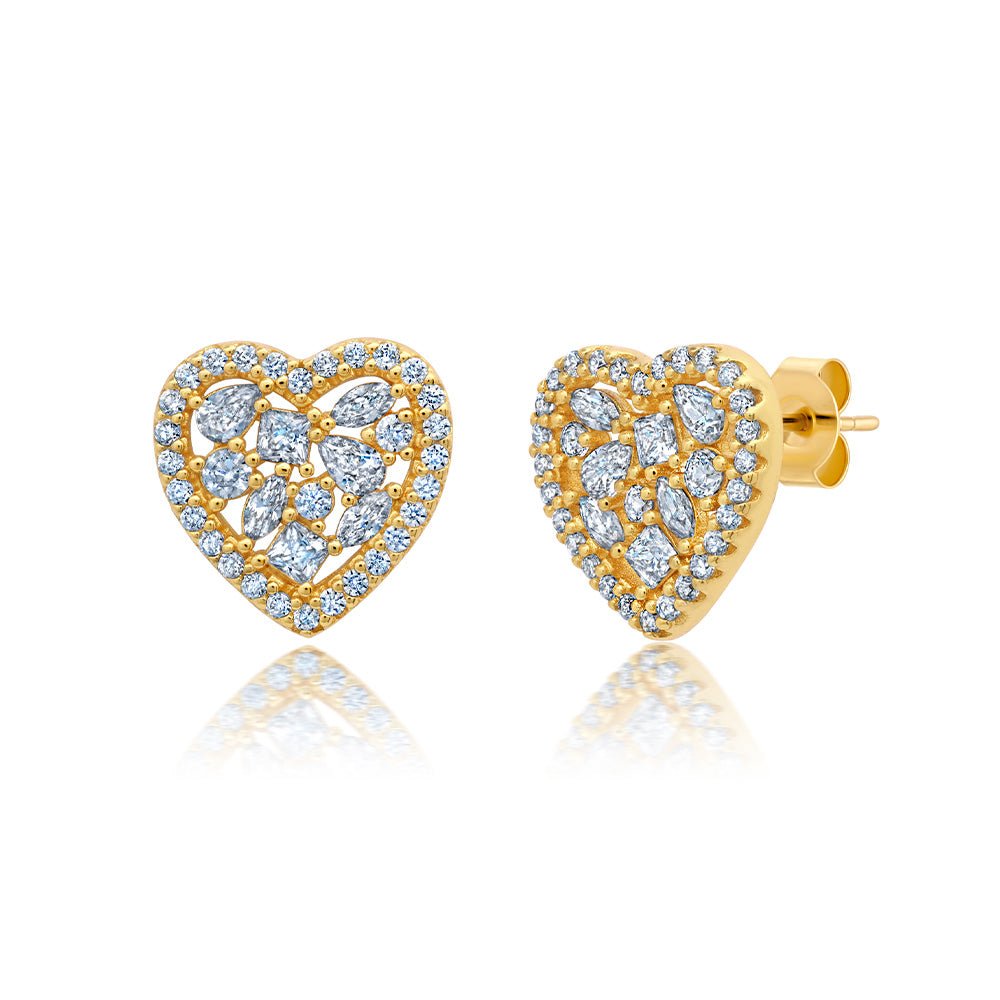 Multicut Pave Heart Shaped Earrings - CRISLU