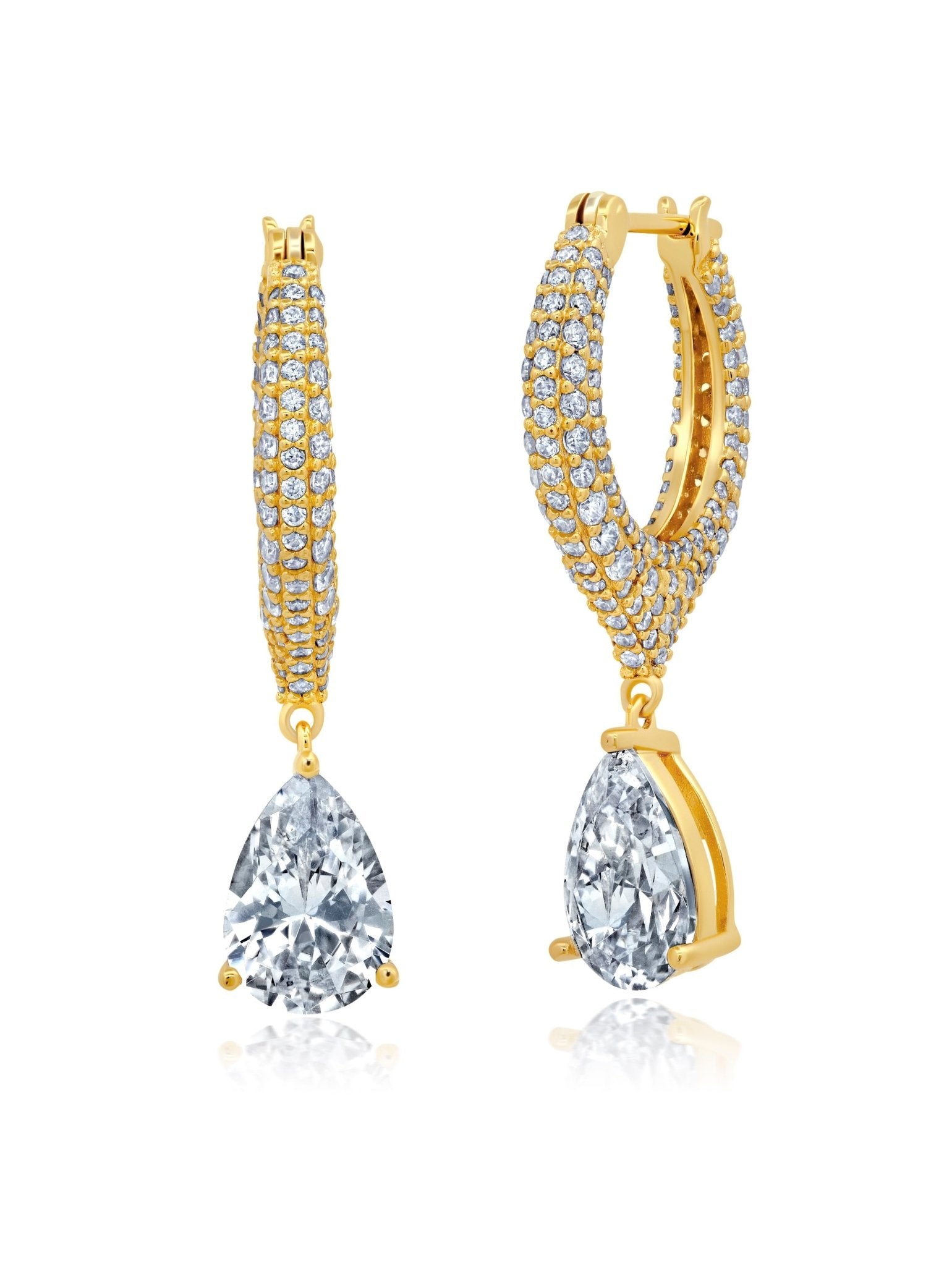 Pear And Pave Drop Earrings - CRISLU