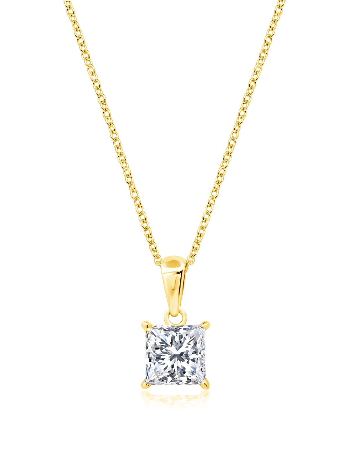 Princess Cut Solitaire Bezel Set Pendant Small Finished in Rose Gold - CRISLU