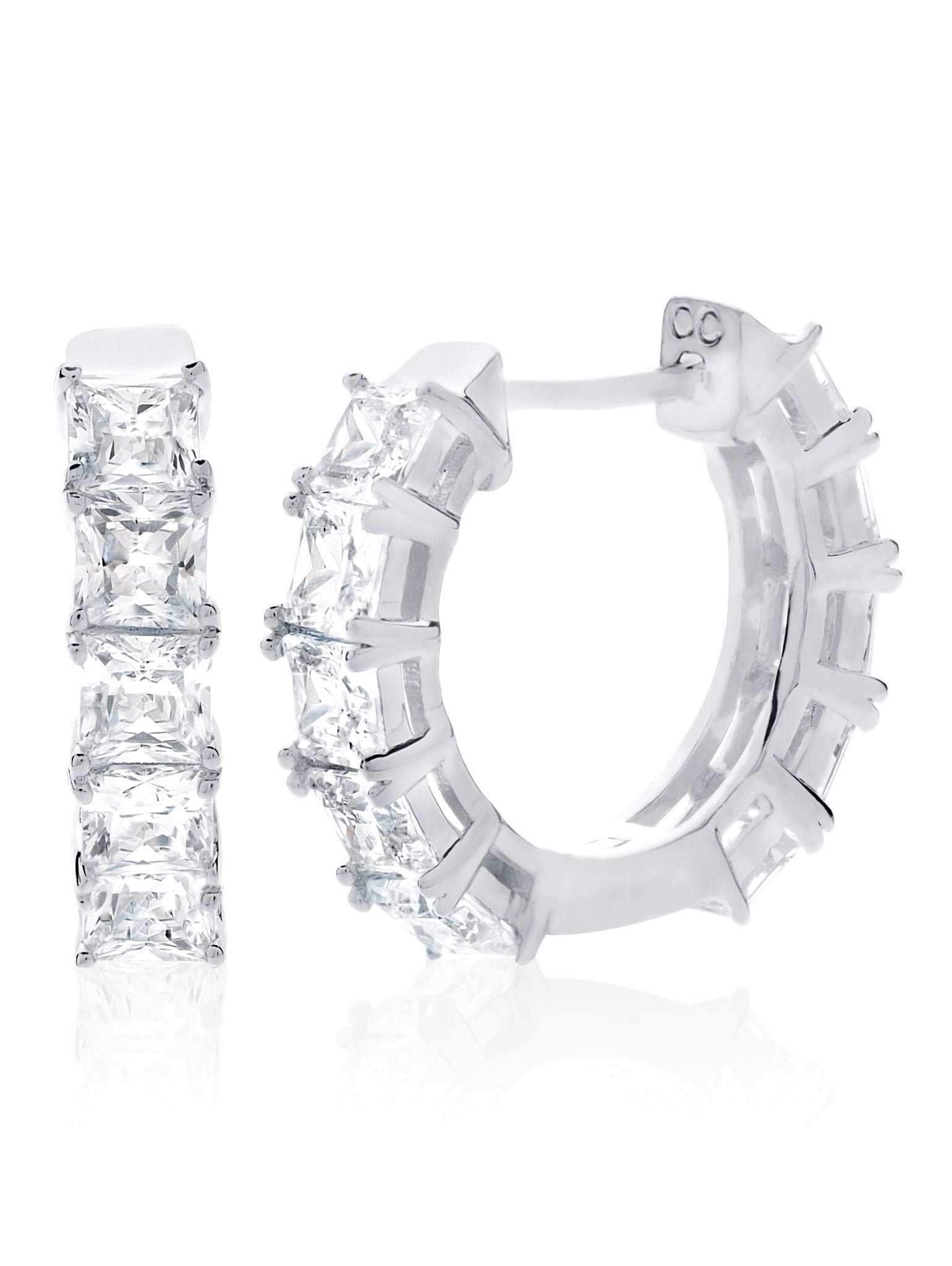 Princess Hoop Earrings Finished in Pure Platinum - CRISLU