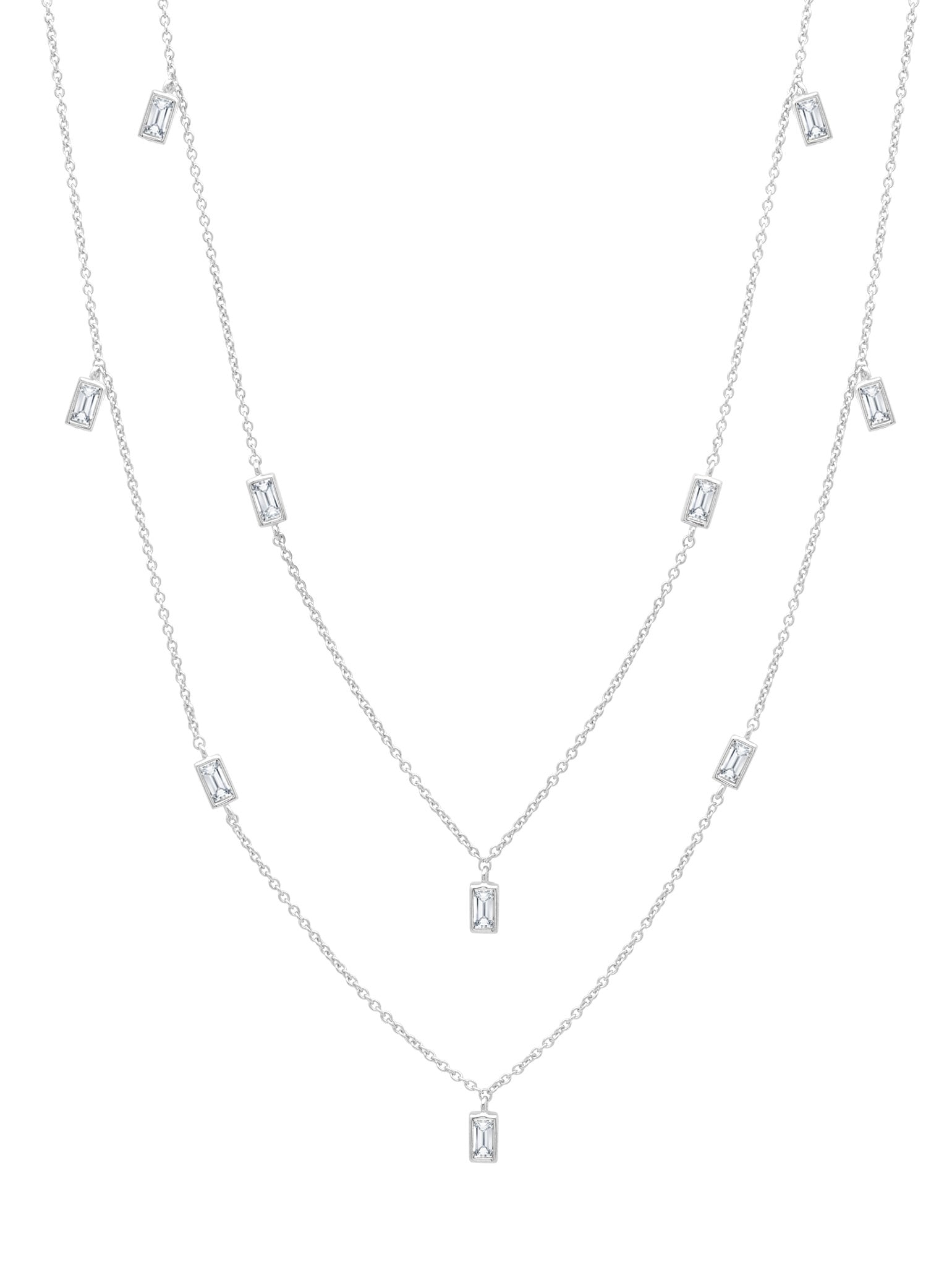 Prism Baguette 36" Necklace Finished in Pure Platinum - CRISLU