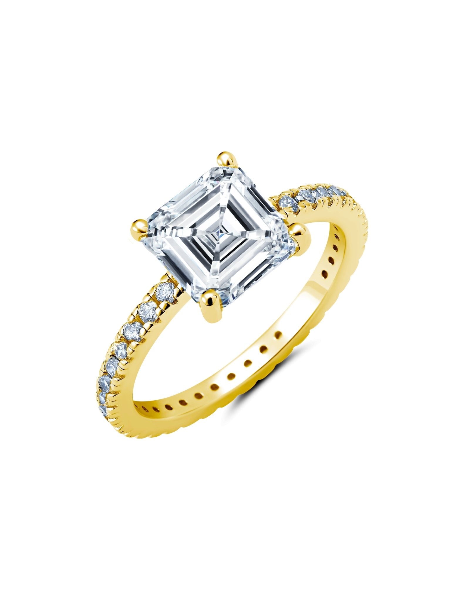 Radiant Asscher Cut Hand Set Cubic Zirconia Engagement Ring Finished In ...