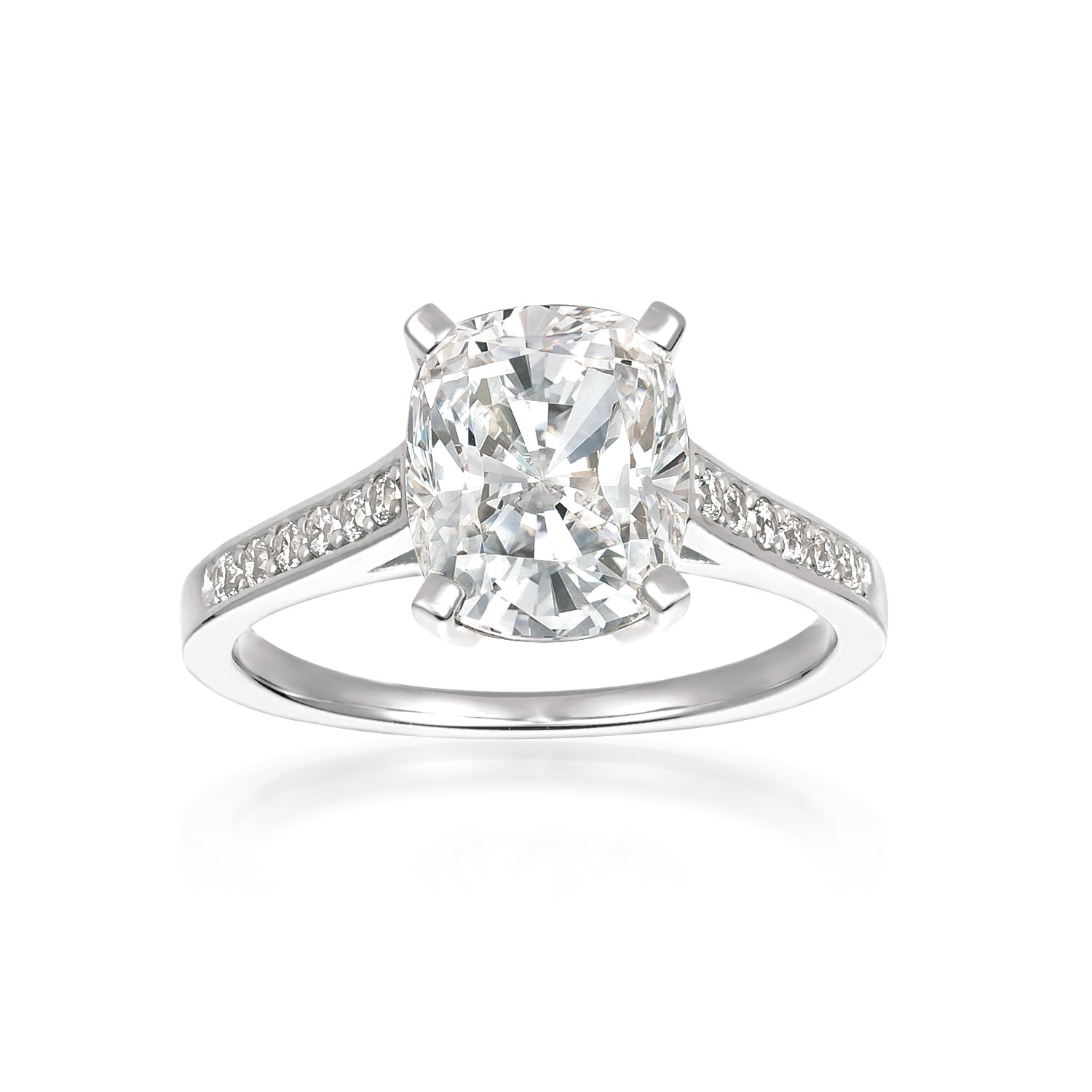 Radiant Cushion Cut Ring Finished in Pure Platinum - CRISLU