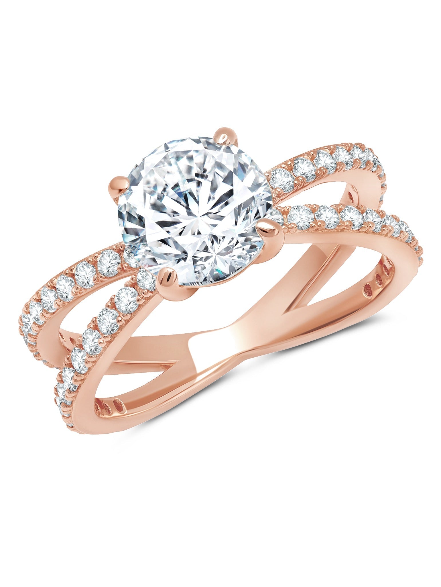 Round Brilliant Cut Unity Ring Finished in 18kt Rose Gold - CRISLU