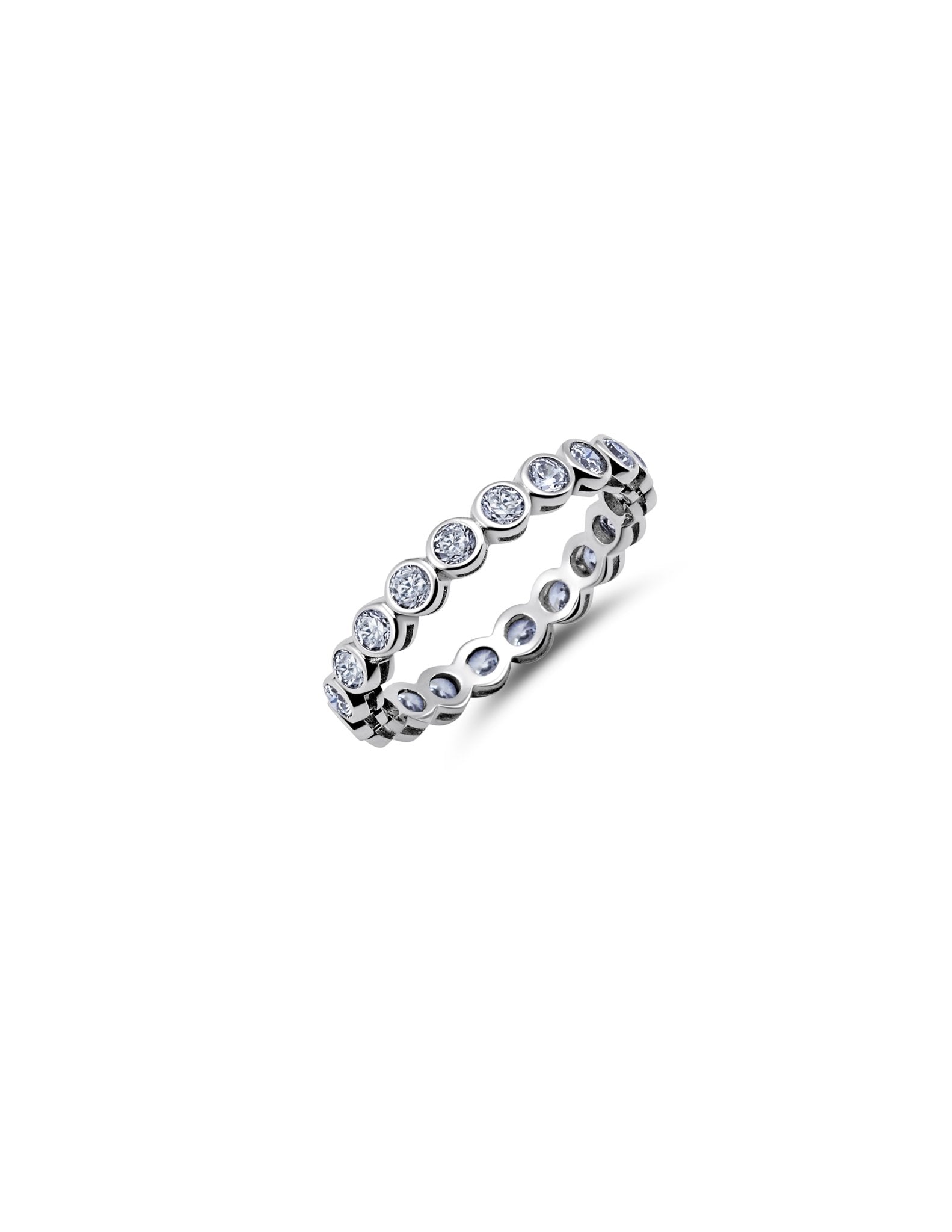 Sm CZ Bezel Eternity Band Finished in Platinum - CRISLU