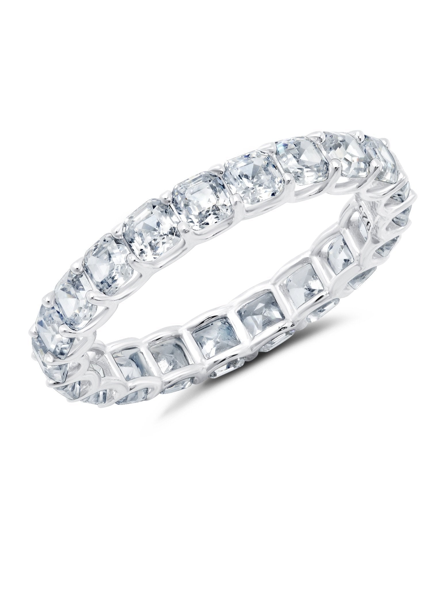 Small Asscher Cut Eternity Band Finished in Pure Platinum - CRISLU