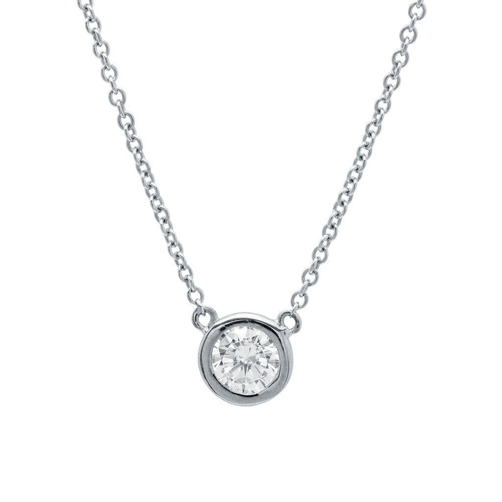 Solitaire Bezel Pendant Small Finished in Pure Platinum - CRISLU