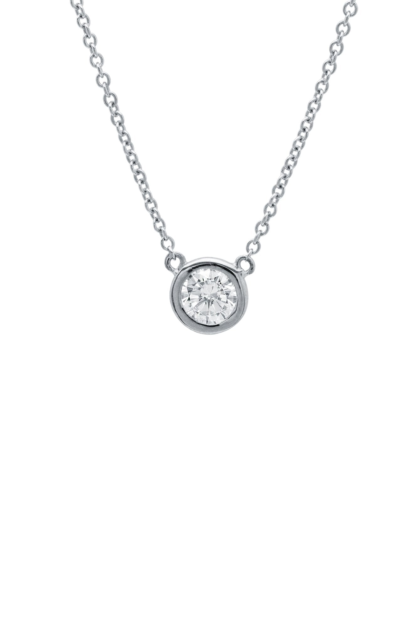 Solitaire Bezel Set Pendant Small Finished in Pure Platinum - CRISLU