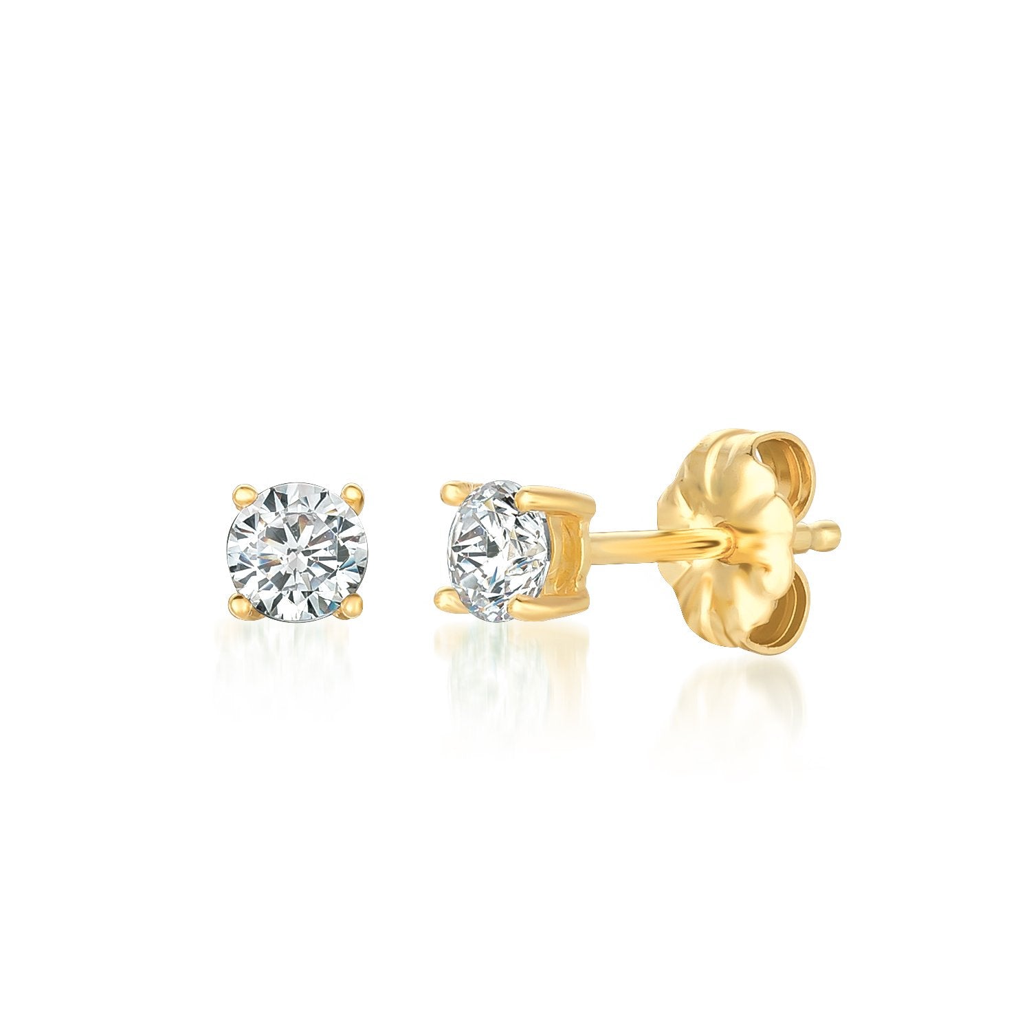 Solitaire Brilliant Stud Earrings Finished in 18kt Yellow Gold - 0.50 ...