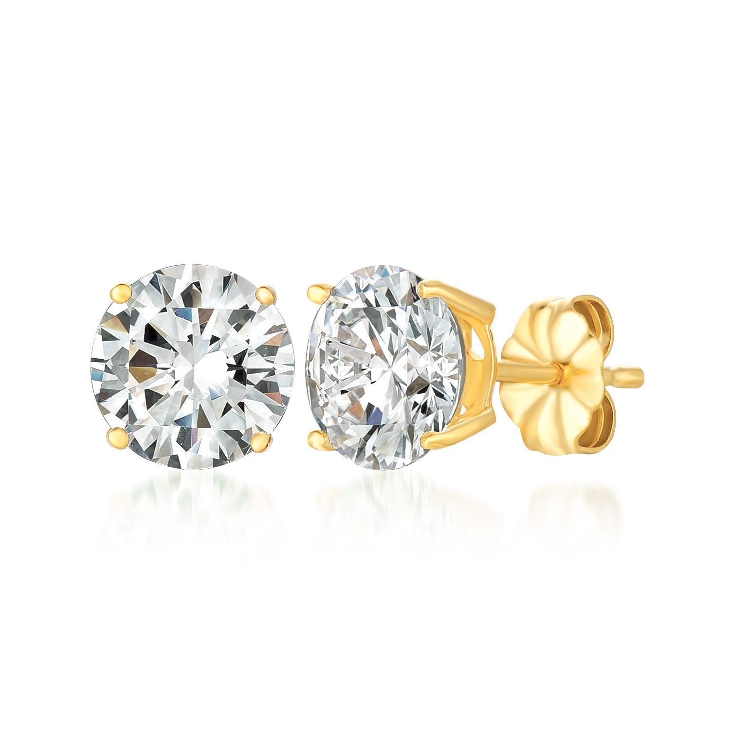 Solitaire Brilliant Stud Earrings Finished in 18kt Yellow Gold - 4.0 ...