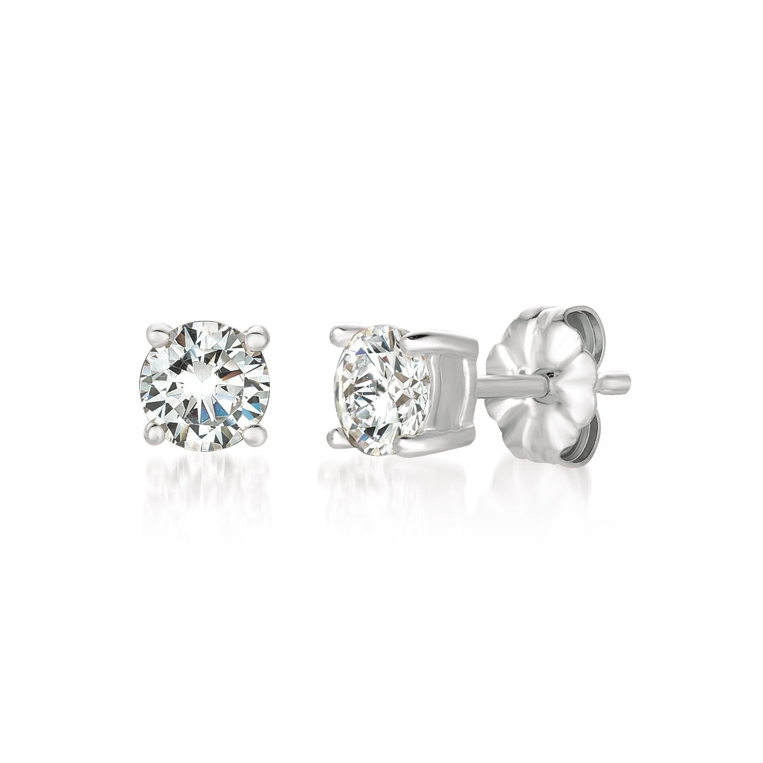 Solitaire Brilliant Stud Earrings Finished in Pure Platinum - 1.0 Cttw ...