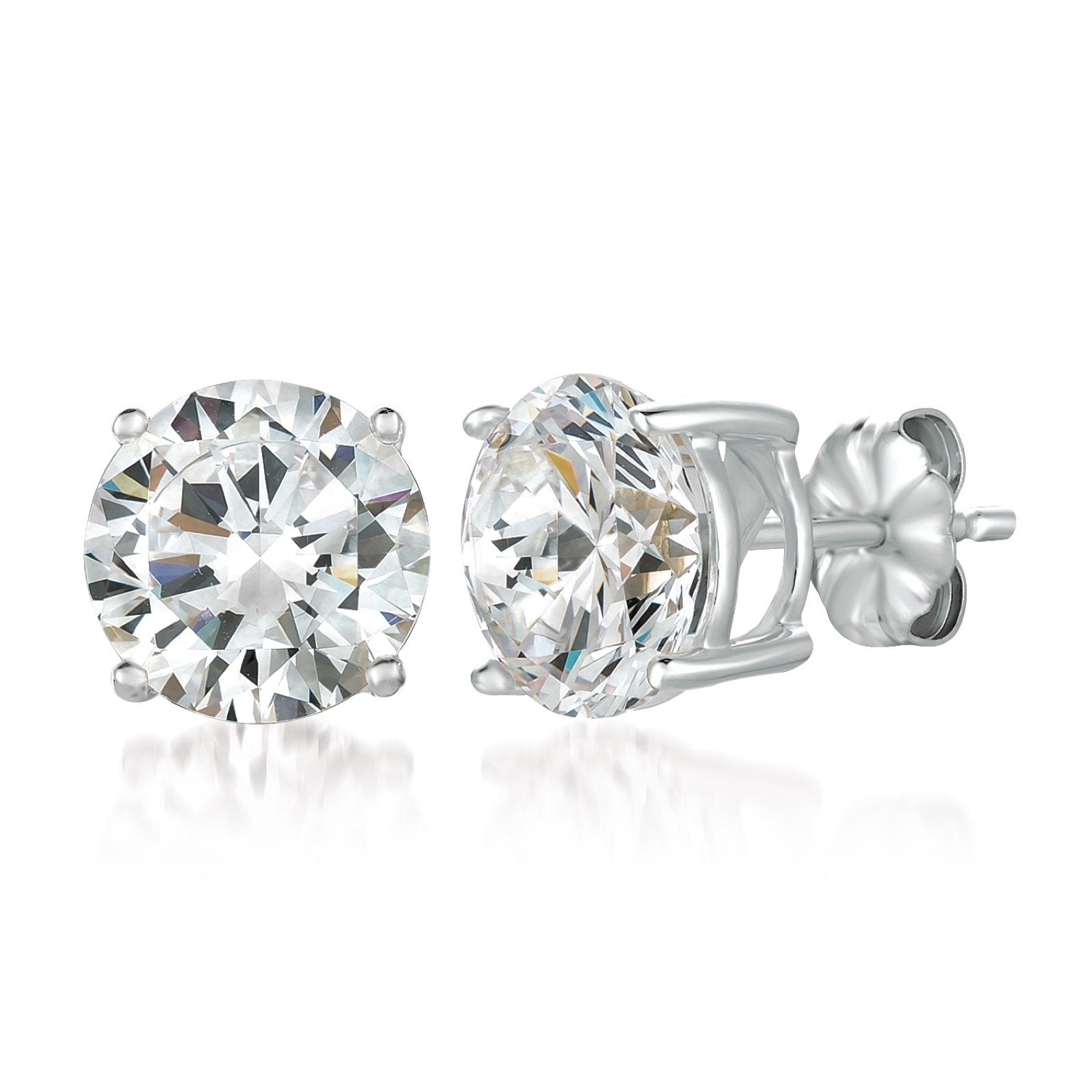 Solitaire Brilliant Stud Earrings Finished in Pure Platinum - 6.0 Carat ...