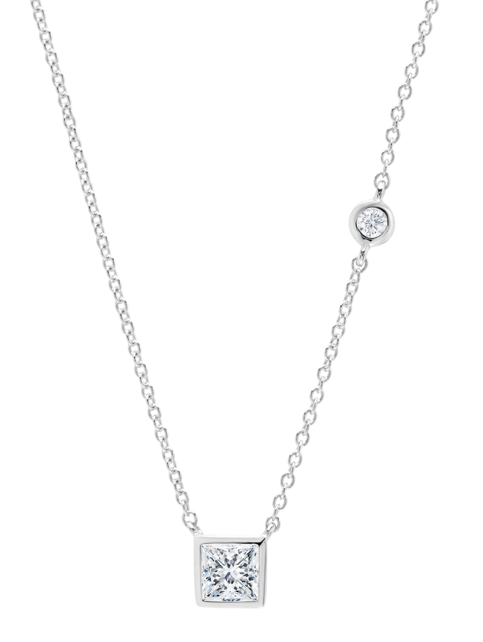 Square Ray CZ Necklace Finished in Pure Platinum - CRISLU