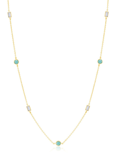 Blue Turquoise 18k Yellow Gold Over Sterling Silver Station Necklace -  WIG624 | JTV.com